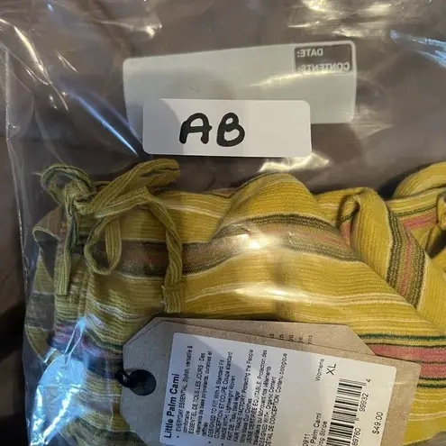 prAna $49 Women's Little Palm Cami Leapfrog Stripe Gold Cotton Top NWT Size XS