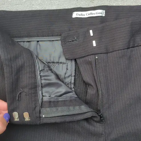 Dalia Collection Pinstripe Flare Dress Pants wiih Button Detail on Waist Black Size 10