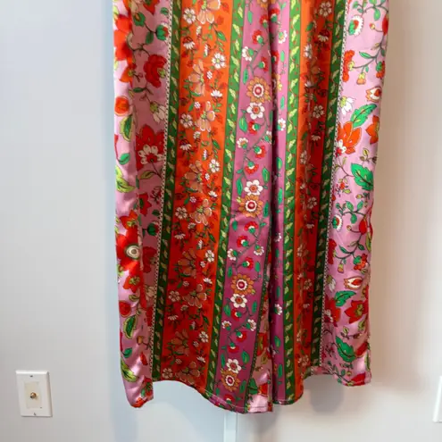 HOUSE OF HARLOW 1960 Womens M Floral Print Smocked Tube Top Wide Leg Pants Set Pink Size M