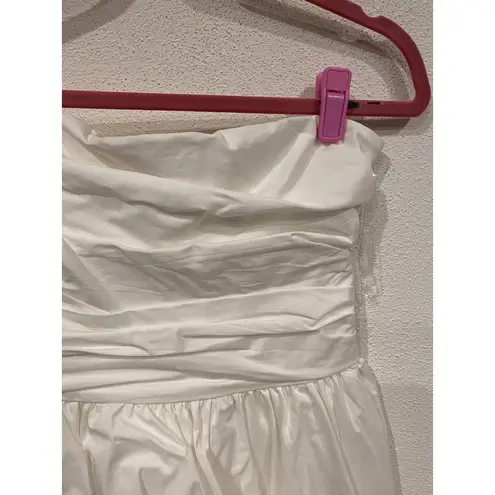 Babyboo Dress Womens Medium White Strapless Mini Party Formal Bow Back Ruched