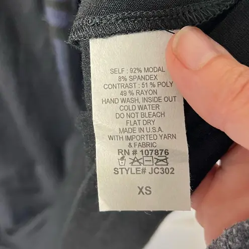 Comfy USA Dress Womens patchwork Artsy Lagenlook long sleeve modal midi dress XS Black