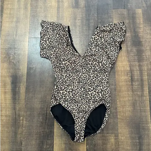 ALBION FIT The Pursuit Cape Leopard One Piece Swimsuit Size Small