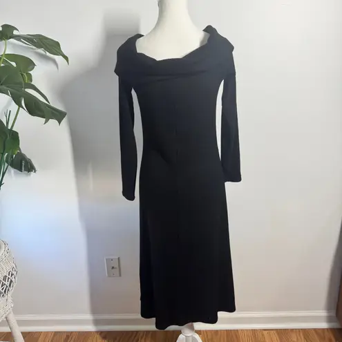 Culture Code Dress Women L Black Cowl Neck Minimal Modest Holiday Ribbed Y2K Size L