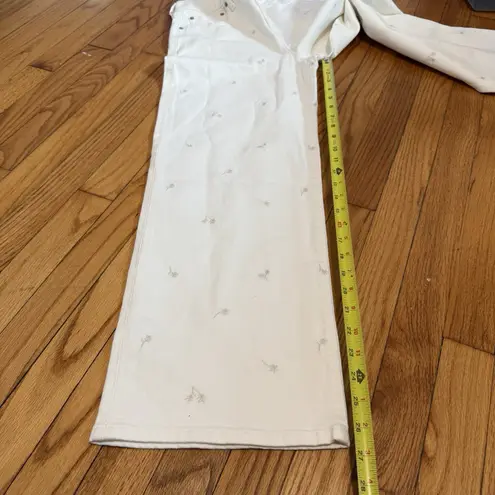 J.Crew ‎ NWT Wide-leg Embroidered Cropped Jean in Ivory Denim Embroidery Size 26