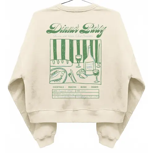 Ripple Junction Dinner Party Invite Crewneck Sweatshirt Natural NWT Medium