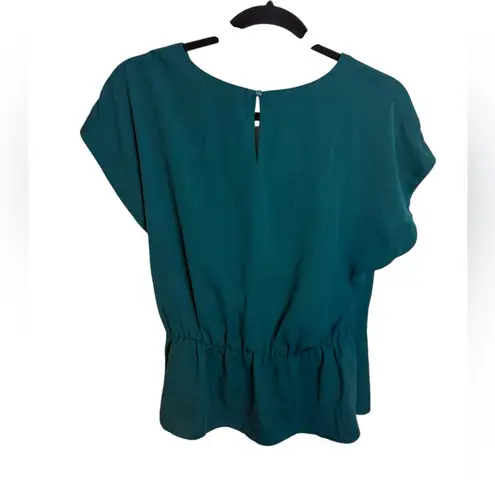 Montgomery Post Deep Teal Short Sleeve Wrap Blouse Blue Size L