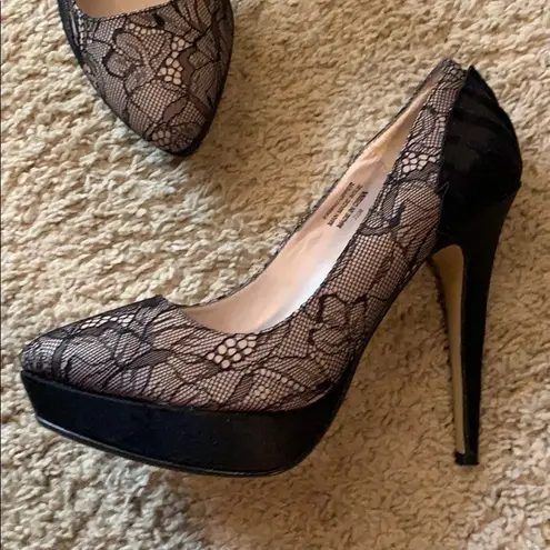 Glint Black Lace Heels Size 7.5