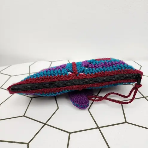 New Handcrafted Crochet Clutch Case Granny Heart Crochet Charm Teal Purple Burgu Blue