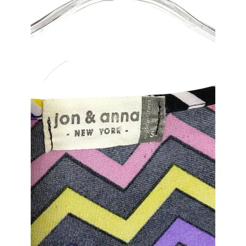 Jon & anna Asymmetrical High Low Chevron Pencil Dress S Boho Multicolor Unique