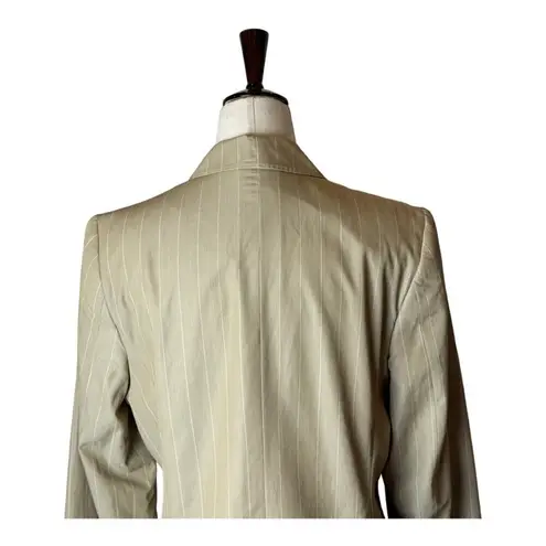 Max Mara Tan Striped Single Breasted 3 Button Lightweight Blazer Size 10
