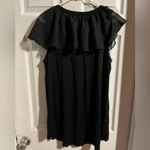 Kate and Mallory Ruffled Black Top Women’s Size XL Whimsy Goth Flutter Sleeve