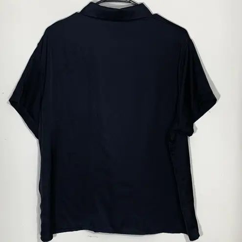 Ekouaer Women’s Sleep Shirt Pajama Top Black Button Up Short Sleeve Size XL