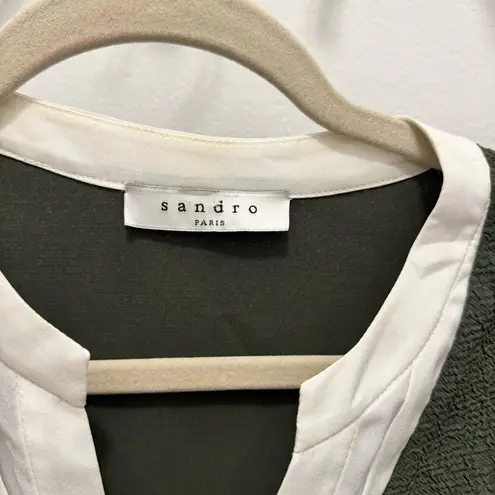 Sandro Paris Olive Green Shift Dress Minimalist Quiet Luxury Office Size Small