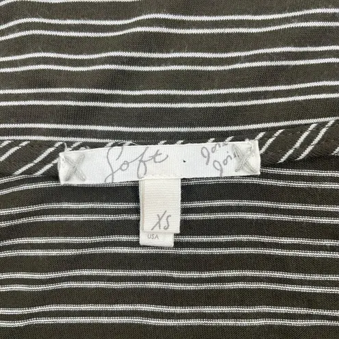 Soft Joie 3/4 Dolman Sleeves V Neck Striped Casual Top Green Size XS