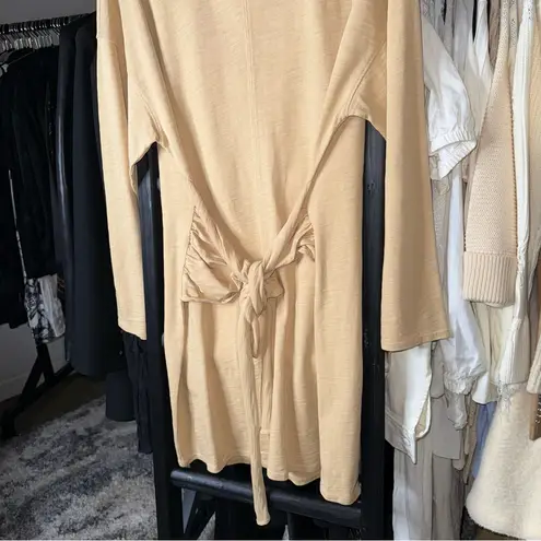 Nation Ltd Gloria Wrap Tie Mini Dress in Warm Sand Cotton