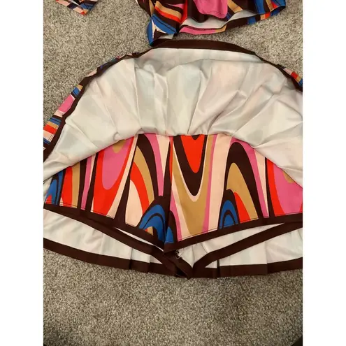 Her…Bottari Retro Psychedelic Lightweight Two Piece Tennis Skort Set, sz S