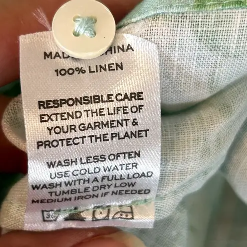 New HILL HOUSE HOME Blue Roses Linen Laura Dress Size Small Button Front Belted