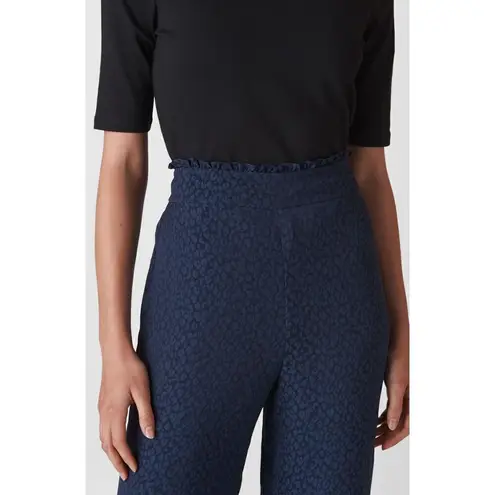 Whistles Womens Leopard Print High Rise Straight Leg Pants Navy Black Size 2 Blue