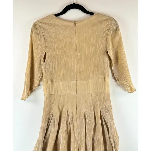 House Of Harlow Revolve Womens Romper Gold Talia Plunge Pleated Playsuit Small