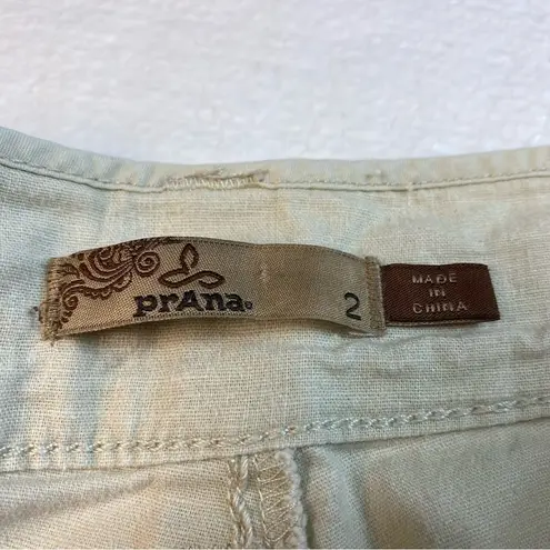 prAna  Women's Size 2 Kelly‎ Capri Pant Cargo Pocket Mid Rise Beige