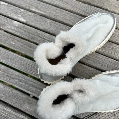 Voile Blanche Luna Leather Fur Trim Sneaker Bootie Boots Size 40 / Size 8.5 Gray