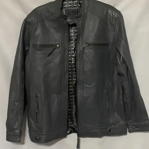 EAST INDIA LEATHER CO WO SIZE XL GRAY Leather Jacket with Zipper Details EUC