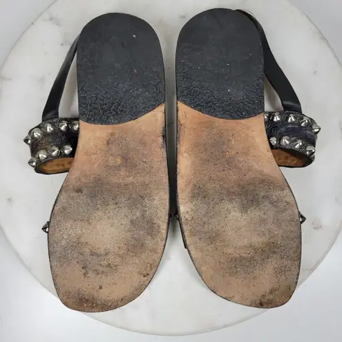 Calleen Cordero Studded Reptile Sandals Womens 9.5 Black Leather Slingback