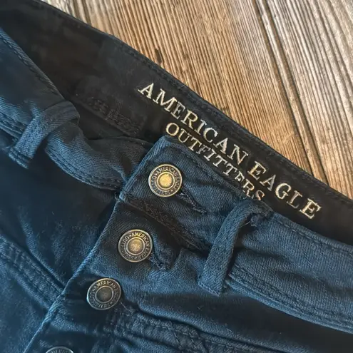 American Eagle  Outfitters Black High Waist Denim Shorts sz 2 super stretch