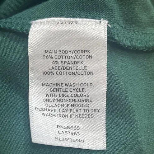 Hinge Women's Ruffle Eyelet Sleeveless Embroidered Top Green Size L Cotton