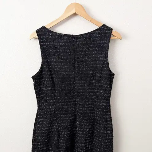 TAYLOR | 2 Piece Set Boucle Mini Dress With Jacket Black Silver Ruffle Hem | 12