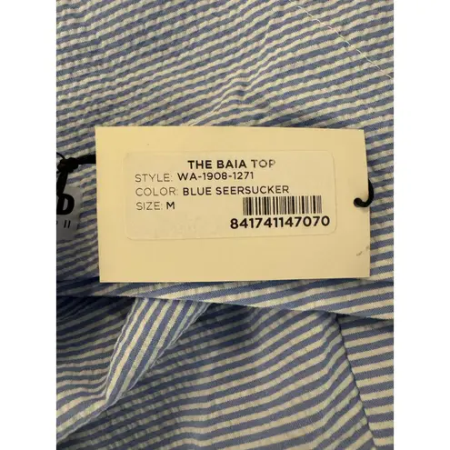 STAUD x Solid & Striped NWT Blue White Baia Seersucker Tube Tie Front Wrap Top M Size M