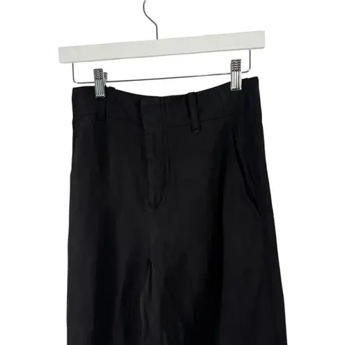 Vince  Linen Blend Wide Leg Crop Pants Black Office Career Lagenlook Womens 2