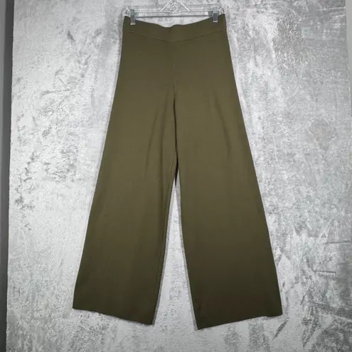 Marled Knit Pants Wide Leg Lounge Women M Olive Green Comfy Casual Size M