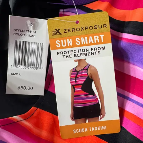 ZeroXposur Large Scuba Tankini Swim Top Racerback 1/4 Zip UPF 30+ Padded Cups