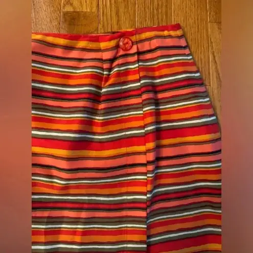 Chaus orange and Red stripped Skirt‎ 100% silk size 14