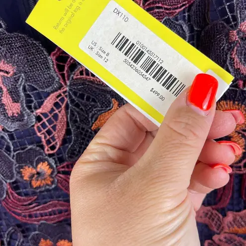 Karen Millen Purple Floral Intracate Laced Dress Lined Size 8