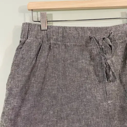 Uniqlo  Women's Grey High Rise Cotton Linen Blend Shorts Size L