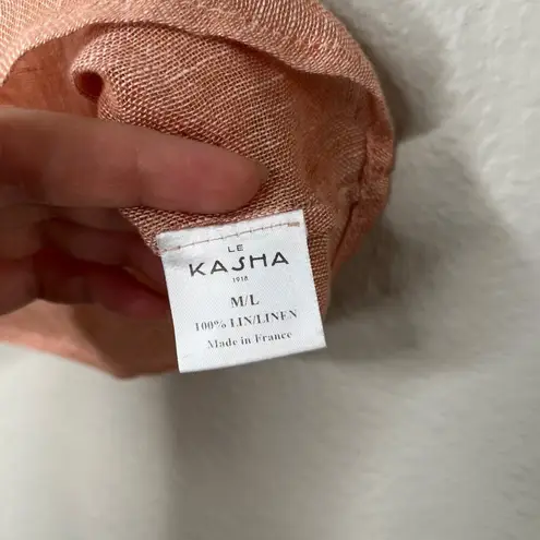 Le Kasha Womens Peach Linen Crop Tank Top Size M/L Natural Fibers Pink