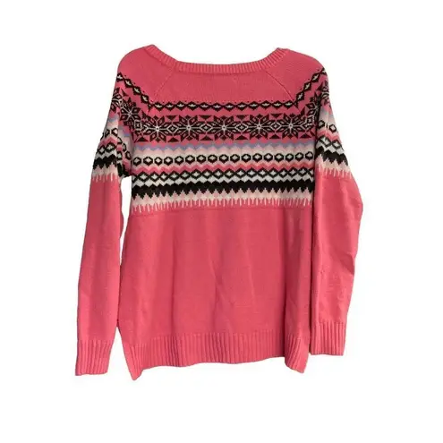 NEW YORK & CO Southwest Aztec Print Pullover Pink Size Small Fiesta Pink