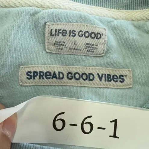 Life is Good  Sweatshirt Womens Large Blue Logo Graphic Crew Neck Cotton