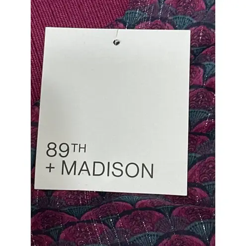 89th Madison NWT Medium Sheer Magenta Haze Knit Peplum Top Mesh Balloon Sleeves Purple