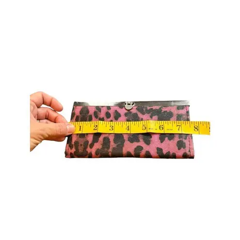 Vintage Pink & Black Leopard Print Clutch Wallet Pink