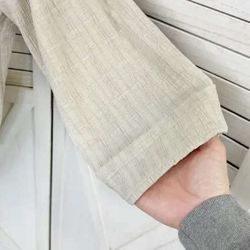 ZARA  Crinkled Look Slouchy Blazer Tan Medium Linen Blend Double Breasted