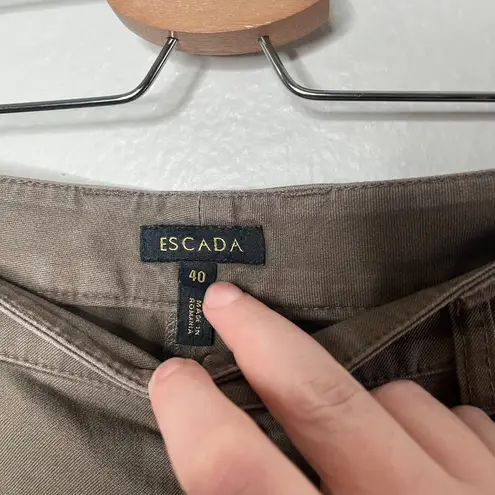 Escada Womens Brown Pleated Straight Leg Pants Size 40 (US 8