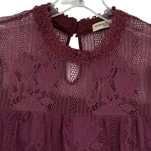 Chance or Fate Women’s Maroon Lace High Neck Blouse Top Victorian Vamp Goth