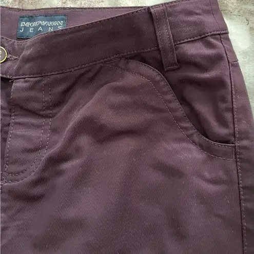 Emporio Armani New Sabrina maroon skinny slim cropped designer jeans, size 28”