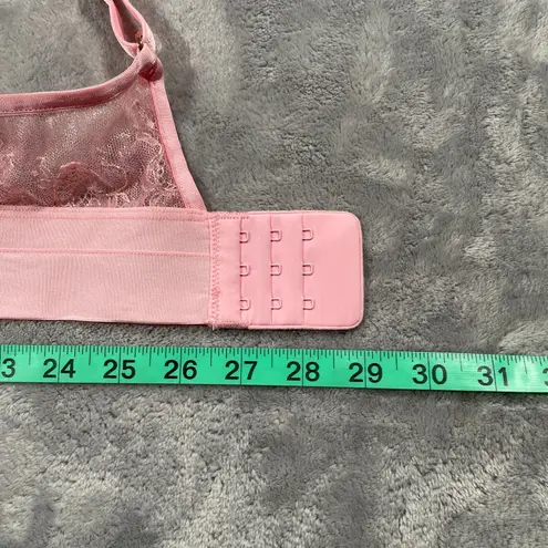 Honey Birdette Belinda Bra 34B Pink Push Up Demi Cup Lace Shimmer Boudoir Size undefined