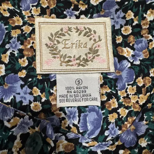 Erika Vintage 90s Floral Print Maxi Dress Short Sleeve Scoop Neck Women Boho S