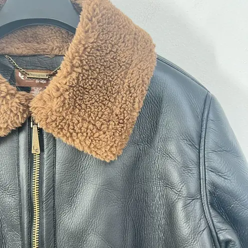 Koolaburra by Ugg Motorcycle Shearling Jacket Womens Large Black Brown Cozy Warm