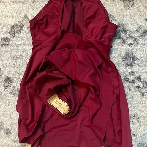 SHEKINI Women Mesh High Neck One Piece Skirt Swimsuit Halter Ruched Swimdress sm